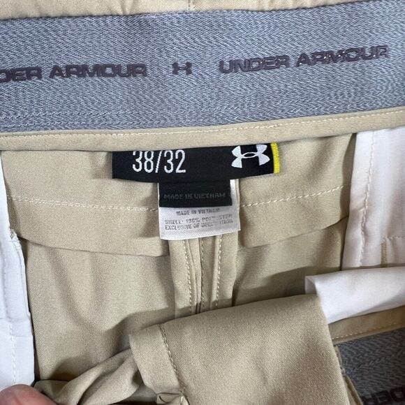 Under Armour Pants Mens 38 Beige Flat Front Moisture Wicking Performance Golf - Picture 7 of 15